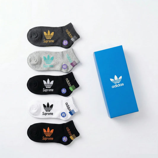 ADIDAS x SUPREME Nebula Grey Premium Ankle Sock Pack (Set of 5)