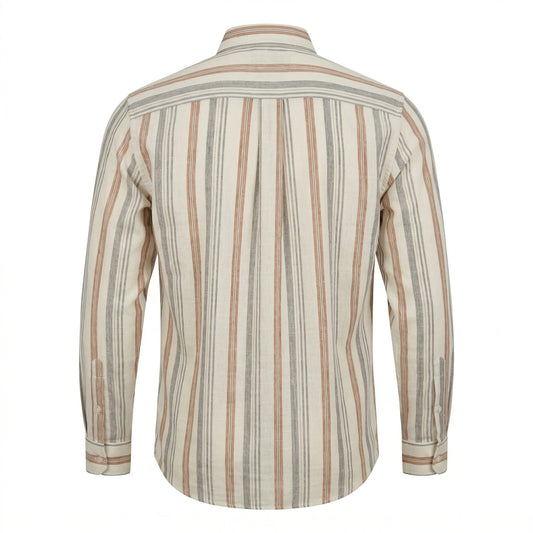 LACOSTE Men's Slim Fit Button-Down Striped Linen Shirt