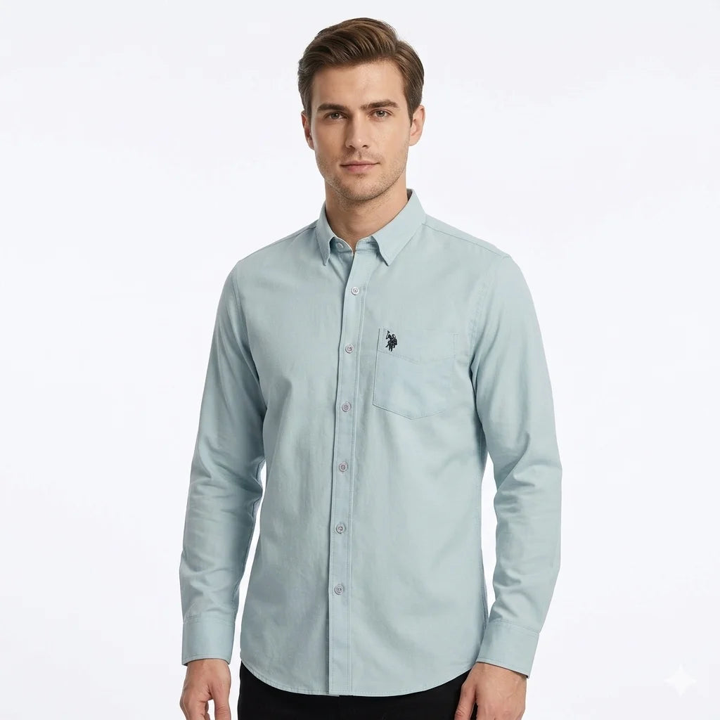 U.S. POLO ASSN. Prismatic Azure Tailored Fit Long Sleeve Shirt