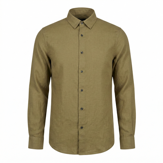 A|X Enchanted Olive Tailored Fit Long Sleeve Linen Shirt