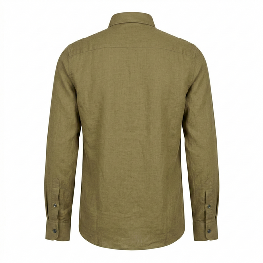 A|X Enchanted Olive Tailored Fit Long Sleeve Linen Shirt
