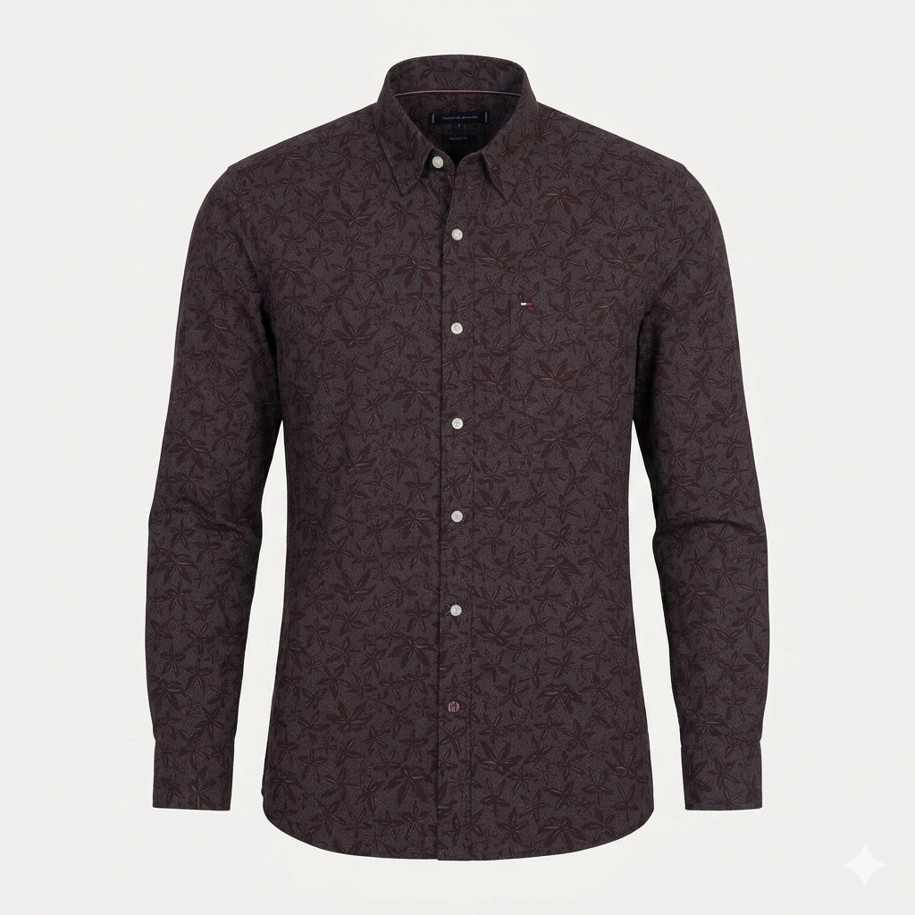 TOMMY HILFIGER Men's Regular Fit Leaf Print Shirt