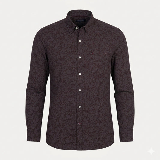 TOMMY HILFIGER Men's Regular Fit Leaf Print Shirt