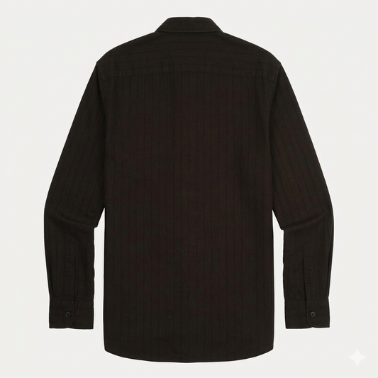 Lacoste Classic Fit Striped Button-Up Shirt In Deep Brown