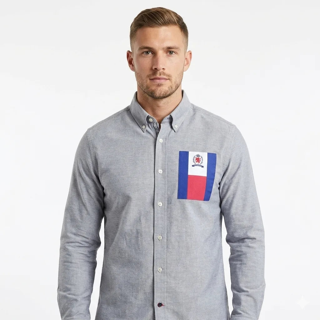 TOMMY JEANS Seraphic Azure Tailored Fit Long Sleeve Button-Up Shirt