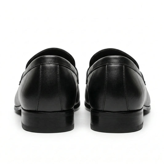 ROSSO BRUNELLO Midnight Onyx Luxe Leather Loafers with Textured Detail