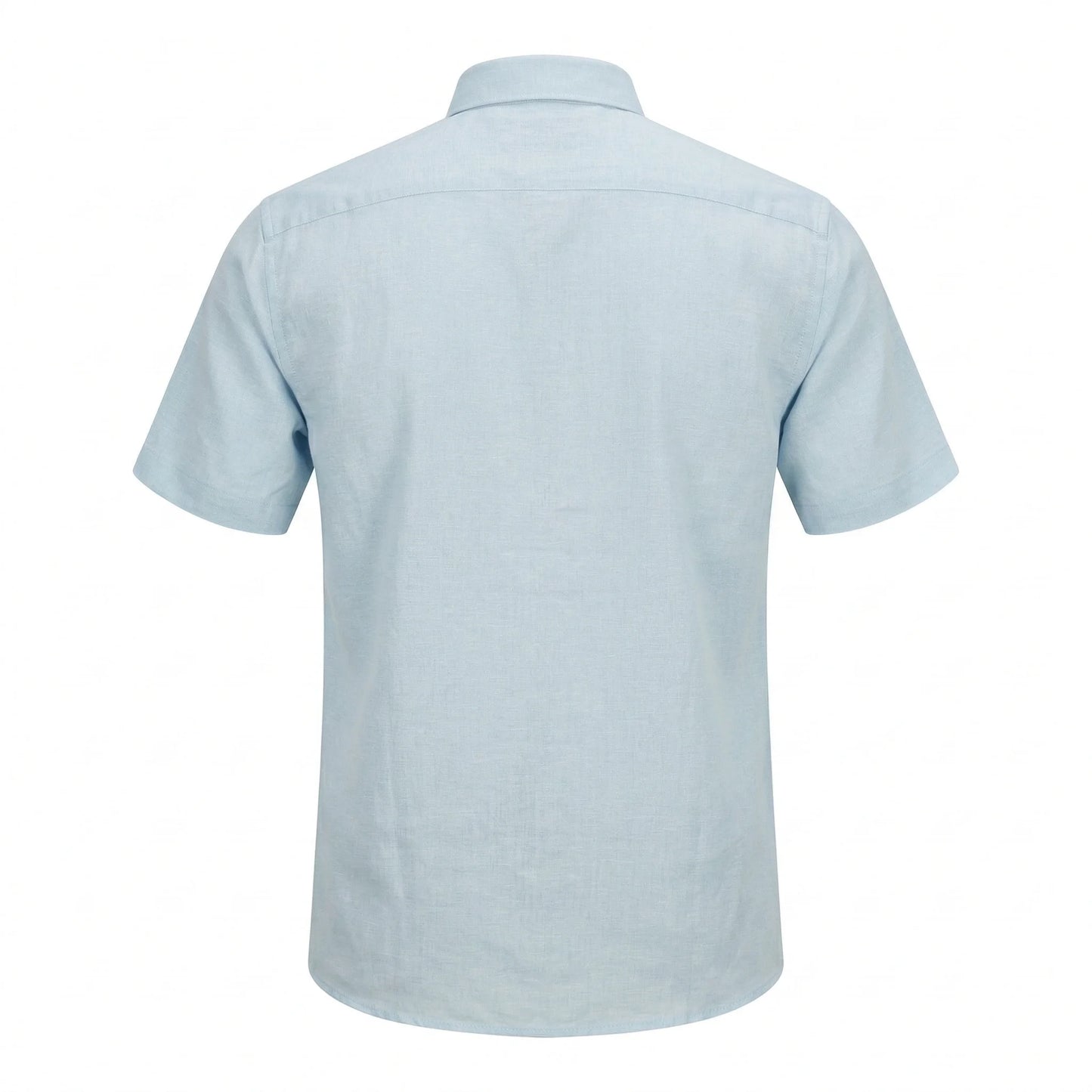 BOSS Serene Aqua Tailored Fit Short Sleeve Linen-Blend Shirt
