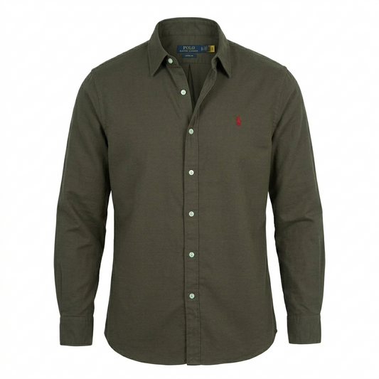 POLO RALPH LAUREN Mystic Olive Classic Fit Long Sleeve Cotton Shirt