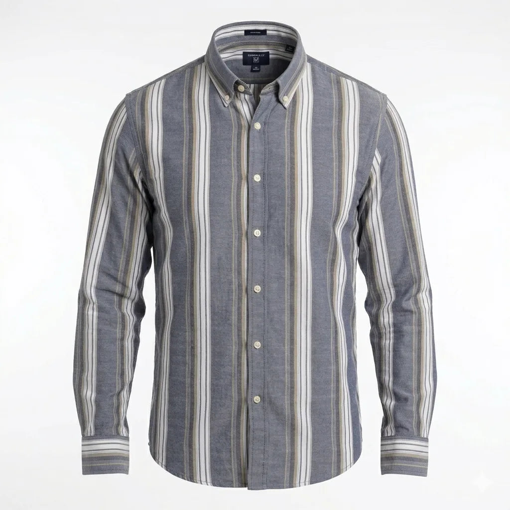 GANT Ethereal Indigo Tailored Fit Long Sleeve Striped Shirt