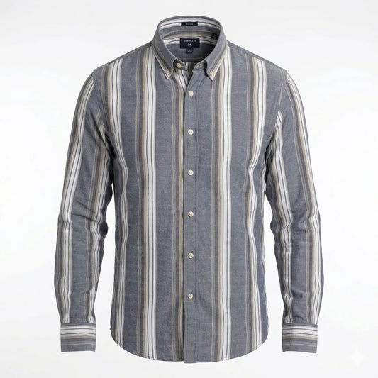 GANT Ethereal Indigo Tailored Fit Long Sleeve Striped Shirt