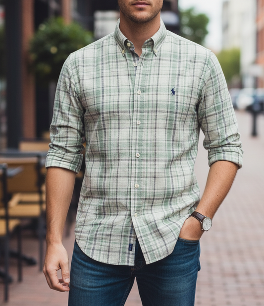 POLO RALPH LAUREN Celestial Sage Tailored Fit Long Sleeve Button-Down Shirt