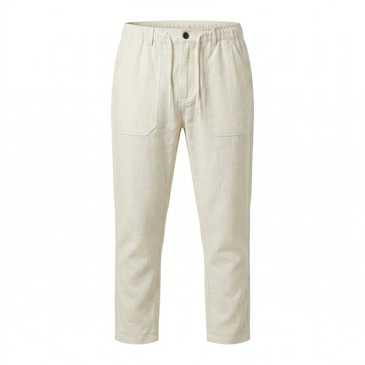 LACOSTE Whispering Pearl Easy Fit Linen-Blend Trousers