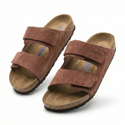 BIRKENSTOCK Rustic Terracotta Effortless Comfort Suede Sandals