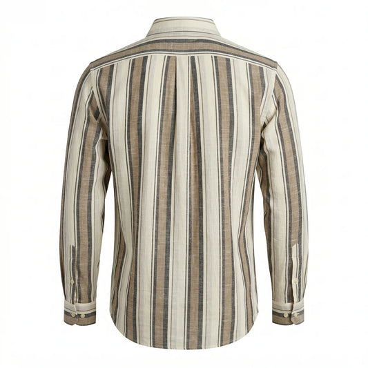 Brooks Brothers Regular Fit Stripe Full Sleeve Linen Shirt