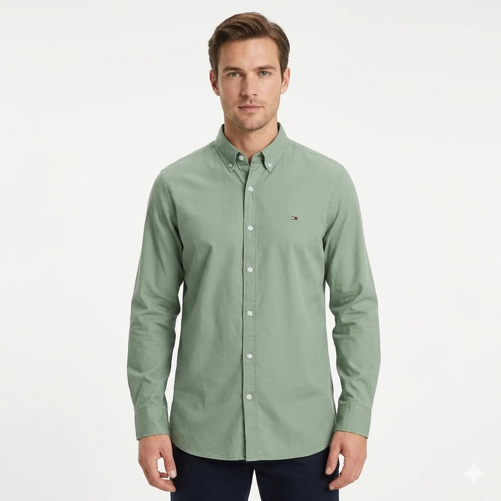 TOMMY HILFIGER Enchanted Mint Classic Fit Long Sleeve Button-Up Shirt