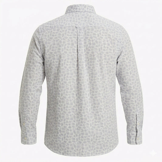 TOMMY HILFIGER Misty Silver Modern Fit Long Sleeve Button-Up Shirt