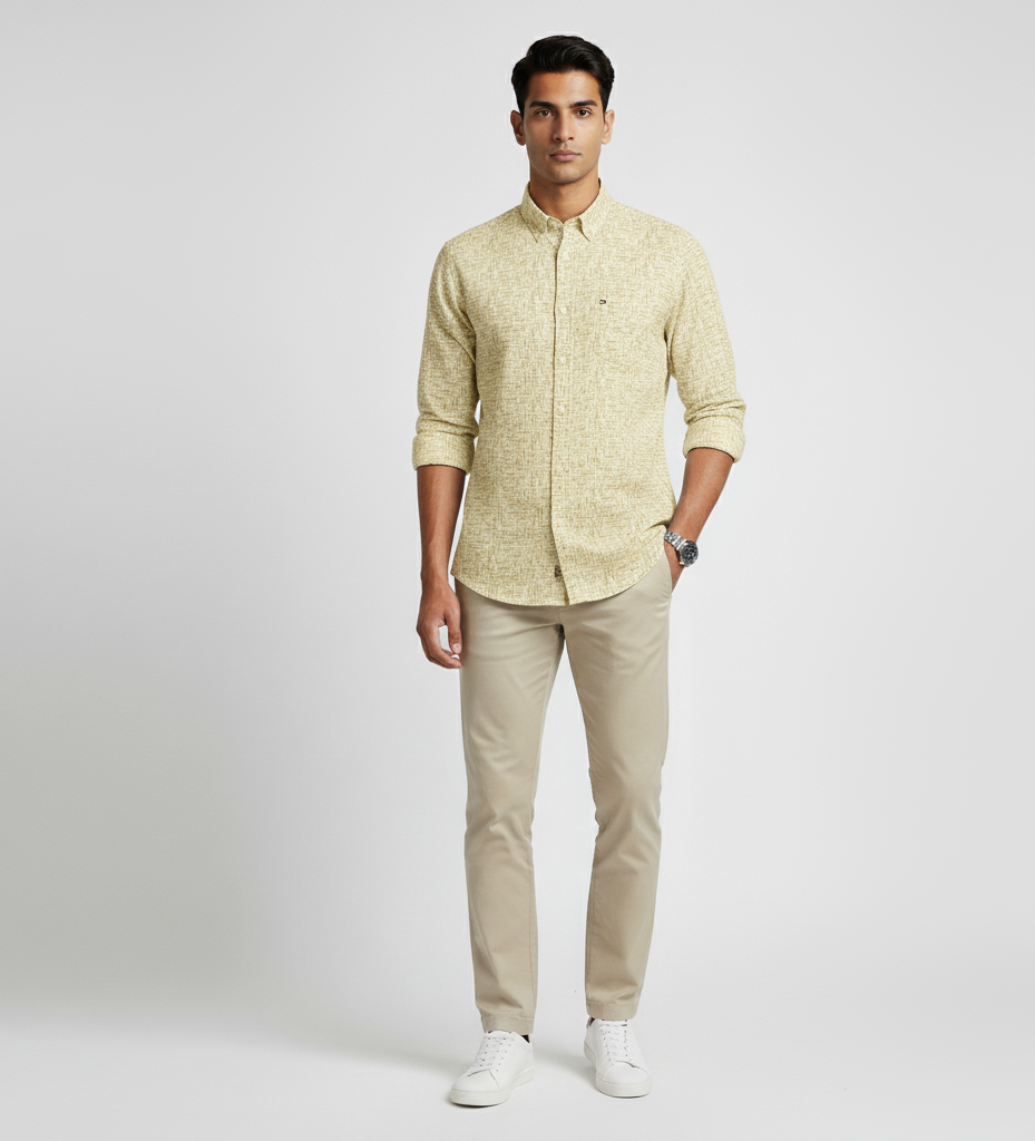 TOMMY HILFIGER Mystic Fern Tailored Fit Long Sleeve Textured Shirt