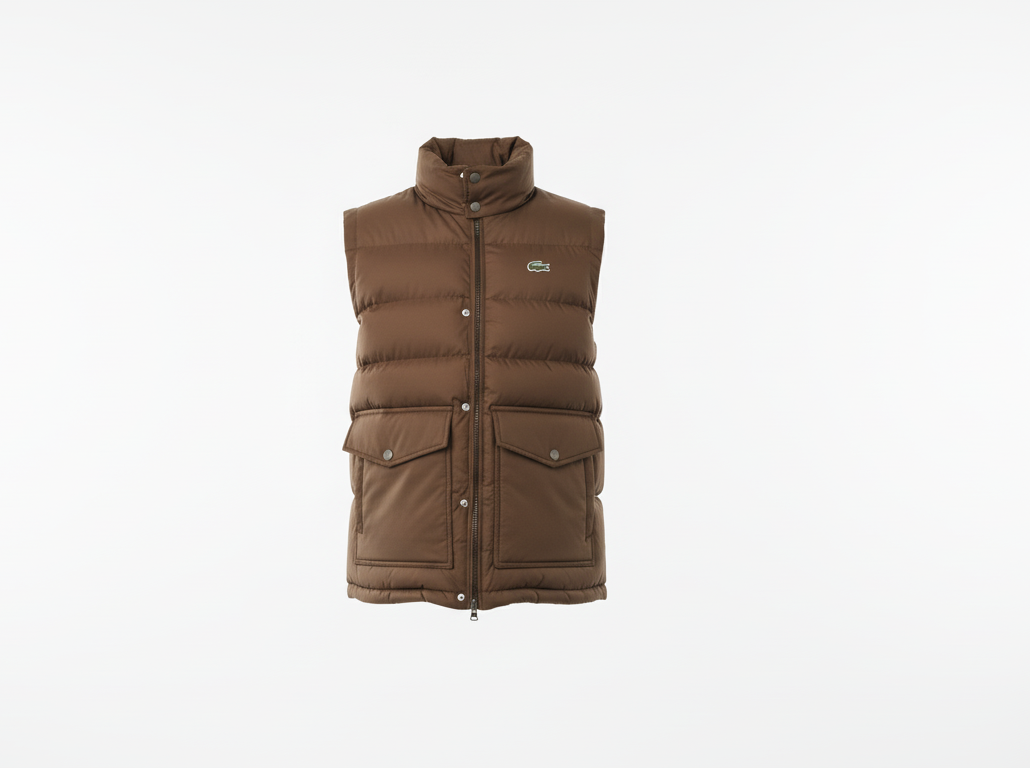 LACOSTE Rustic Mahogany Tailored Fit Quilted Winter Vest
