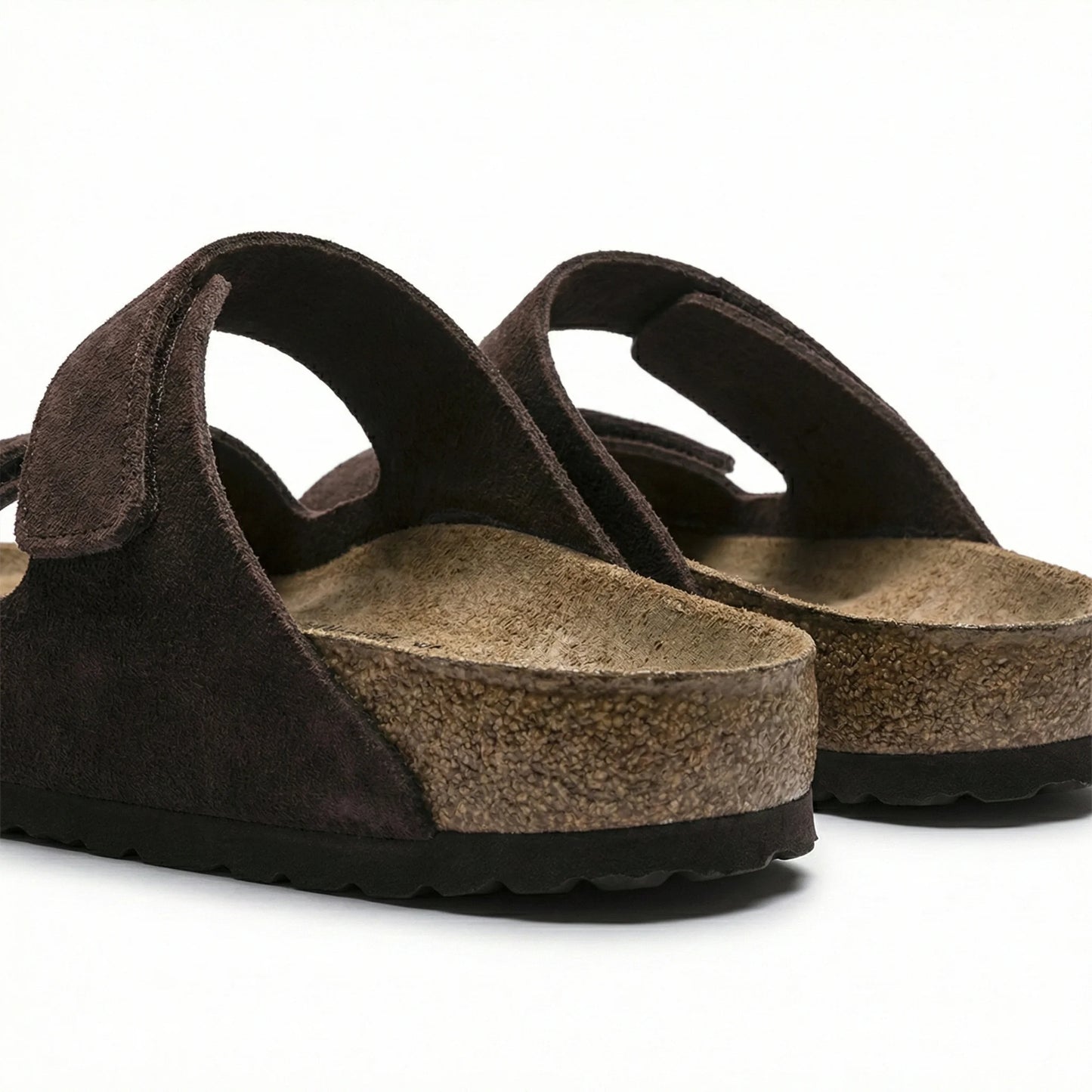 BIRKENSTOCK Rustic Truffle Suede Double Strap Slide Sandals