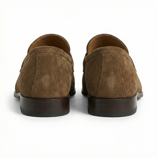 LORO PIANA Rustic Walnut Elegant Suede Bit Loafers
