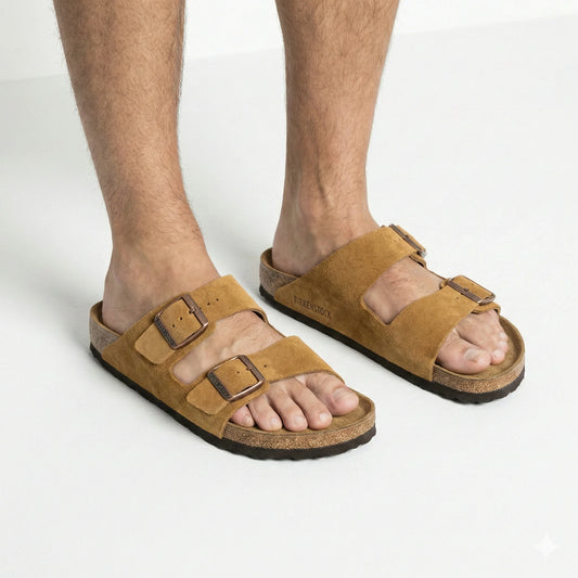 BIRKENSTOCK Golden Harvest Luxe Suede Arizona Sandals