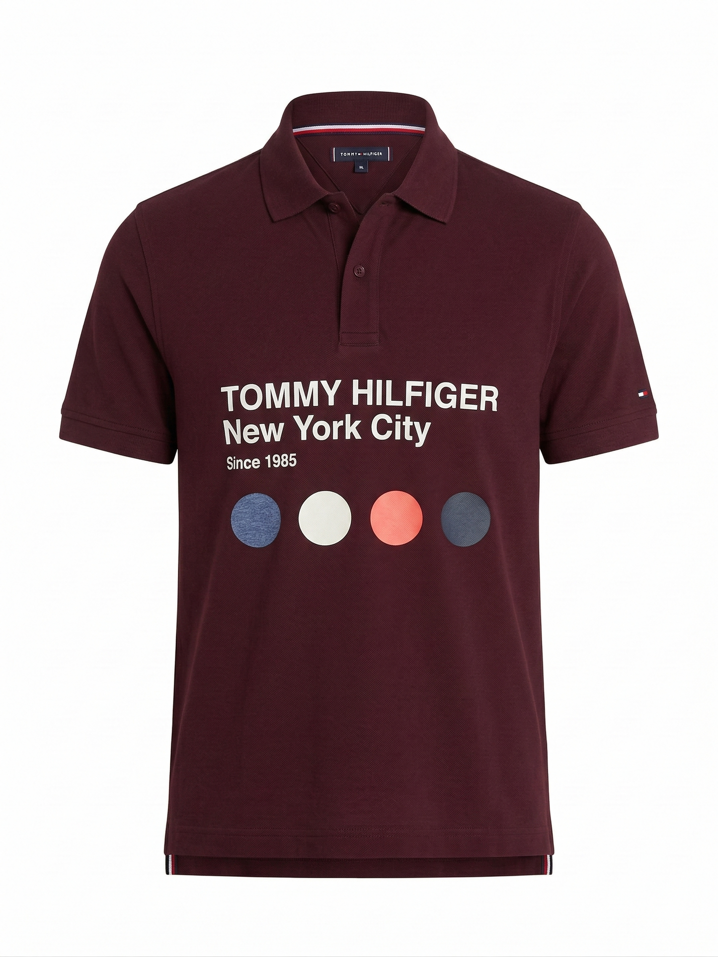 TOMMY HILFIGER Men's Classic Fit Logo Polo Shirt in Burgundy