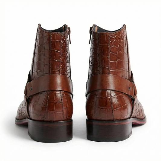 TED BAKER Ember Glow Luxe Croc-Embossed Ankle Boots