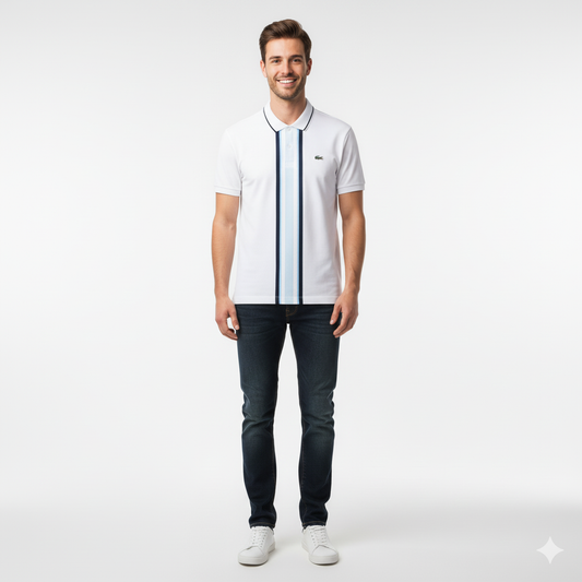 LACOSTE Serene Sky Tailored Fit Short Sleeve Piqué Polo Shirt