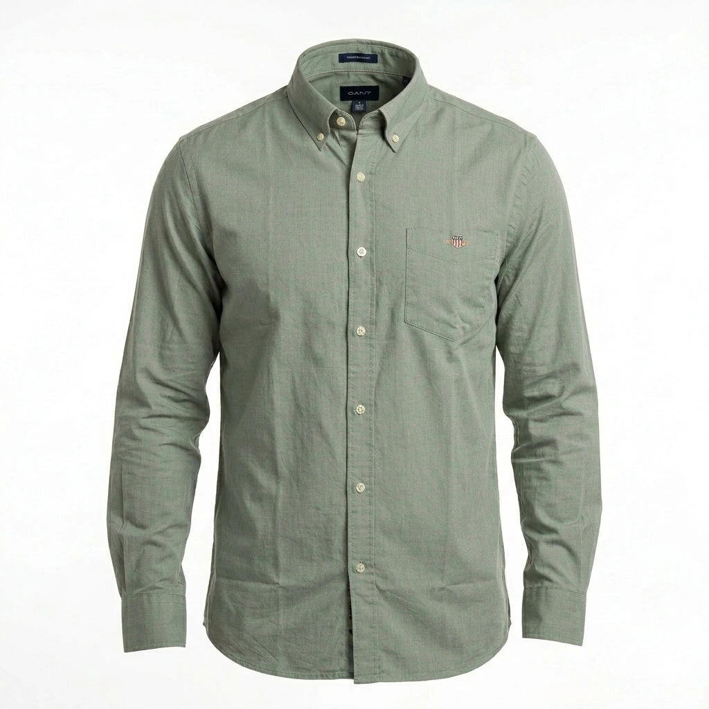GANT Opulent Sage Tailored Fit Long Sleeve Button-Up Shirt