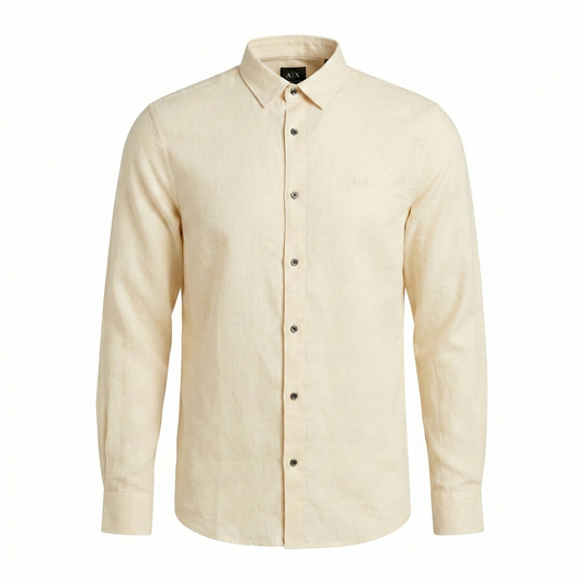 A|X Celestial Ivory Classic Fit Long Sleeve Linen Shirt