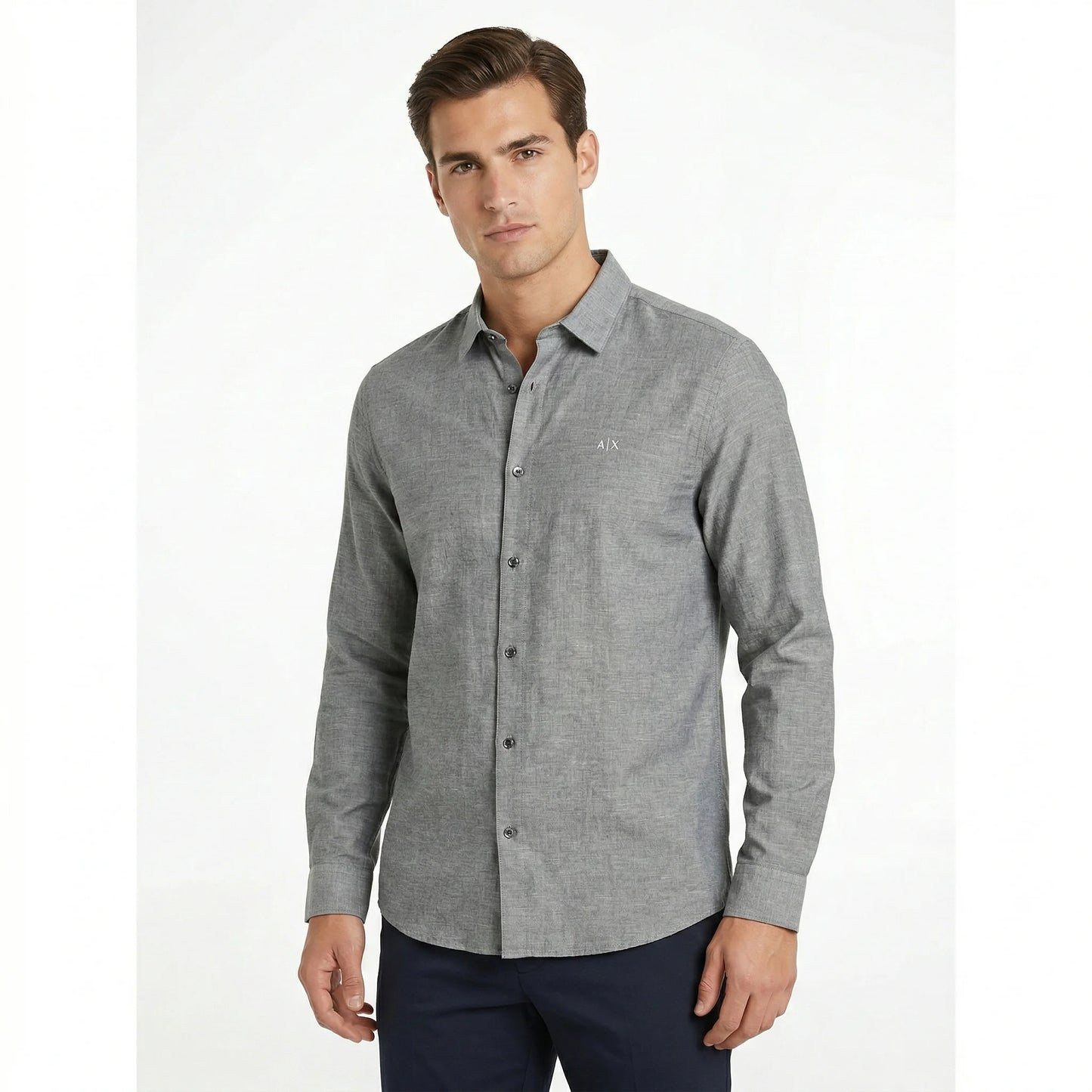 A|X Celestial Ash Tailored Fit Long Sleeve Linen Shirt