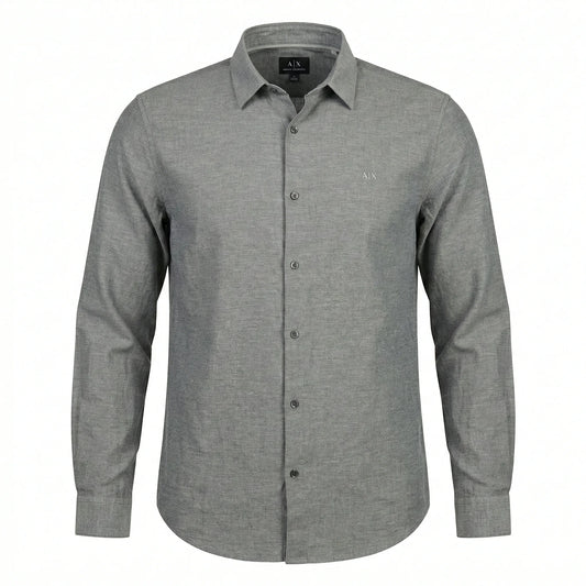 A|X Celestial Ash Tailored Fit Long Sleeve Linen Shirt