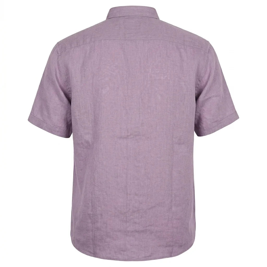 Hackett Men's Short Sleeve Linen Shirt in Lavender