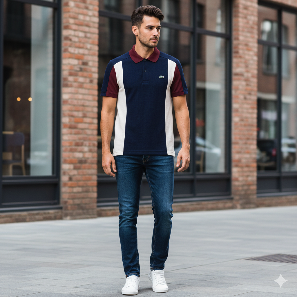 LACOSTE Opulent Azure Tailored Fit Short Sleeve Piqué Polo