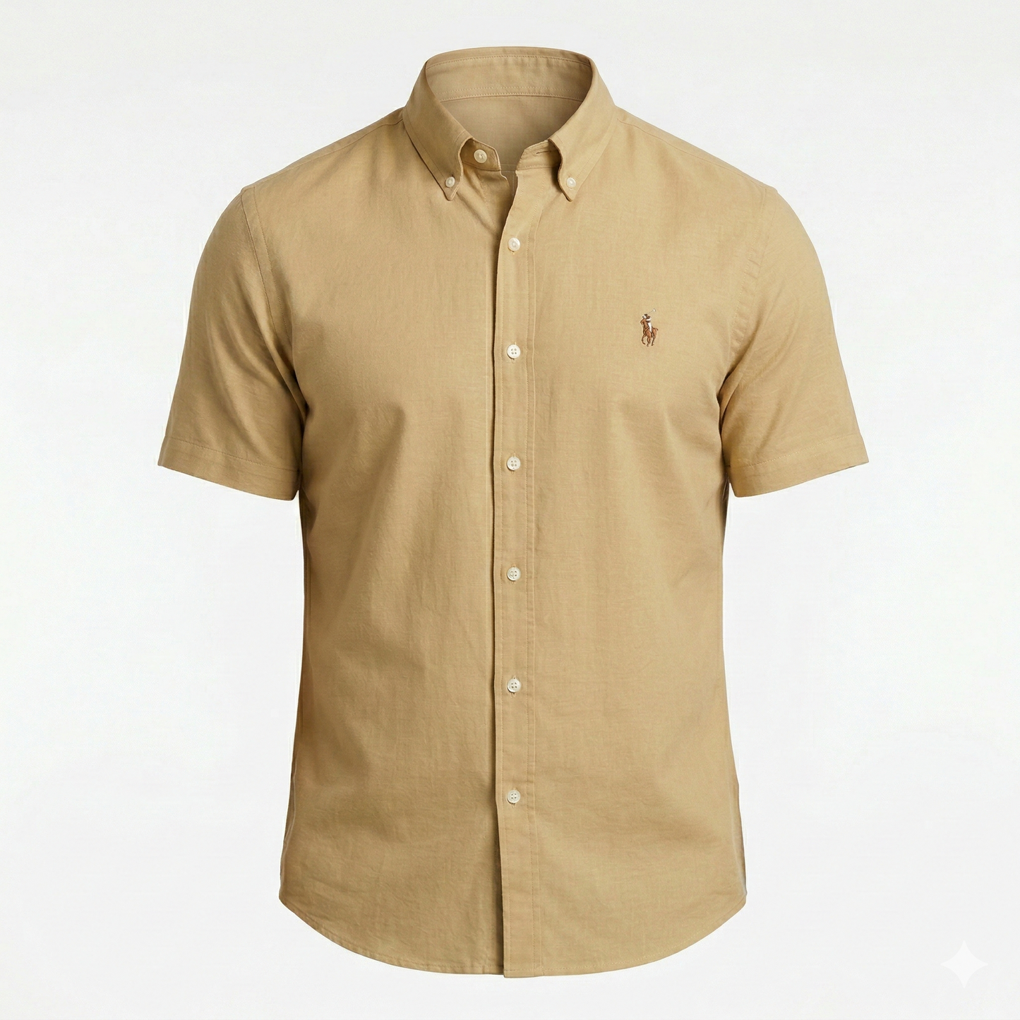POLO RALPH LAUREN Desert Sand Luxe Fit Short Sleeve Linen Shirt