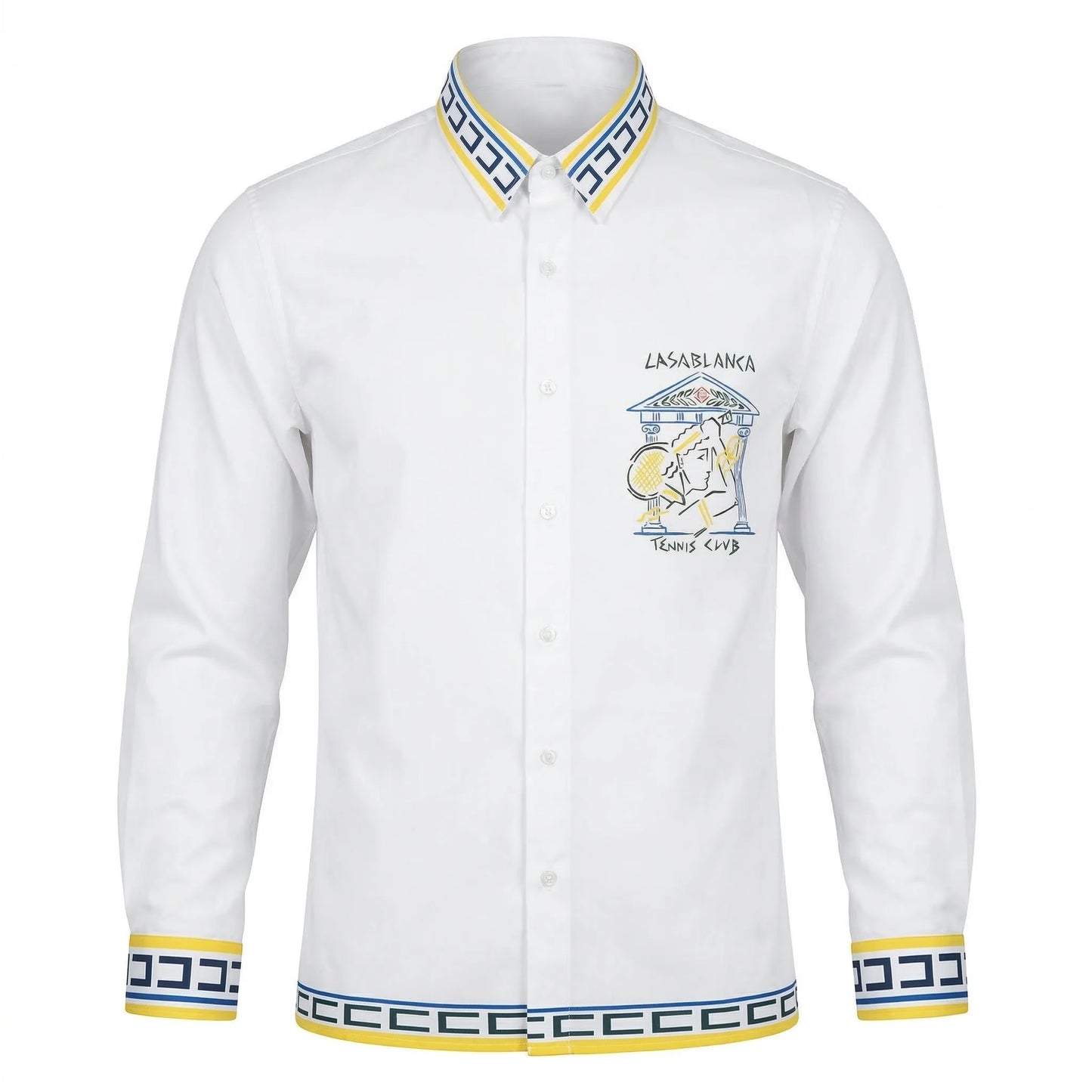 CASA BLANCA Luminous Ivory Tailored Fit Long Sleeve Satin Lycra Party Shirt