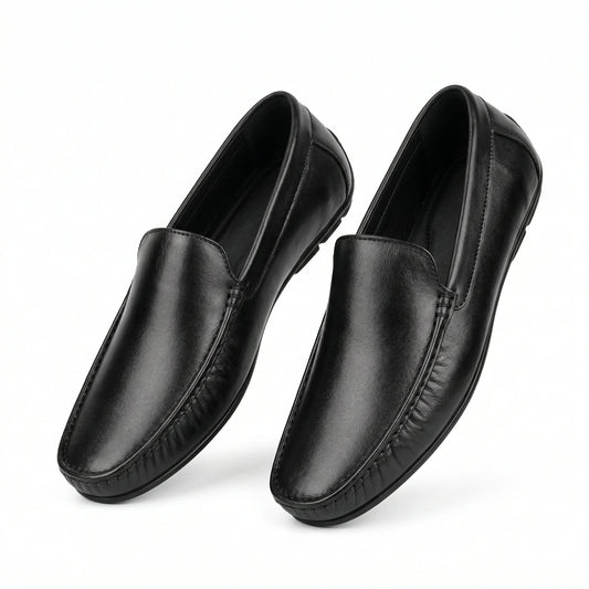 BLACKBERRY Obsidian Glint Sleek Leather Slip-On Loafers