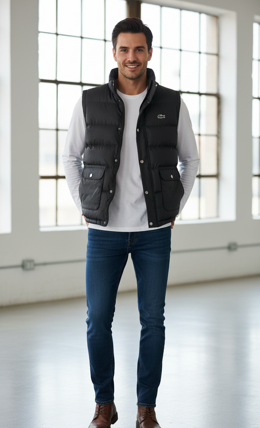 LACOSTE Twilight Ash Tailored Fit Puffer Vest