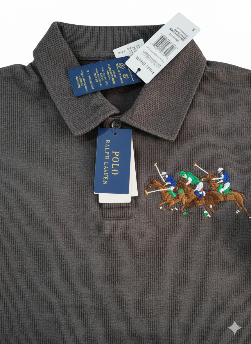 POLO RALPH LAUREN Charcoal Ember Classic Fit Long Sleeve Piqué Polo Shirt