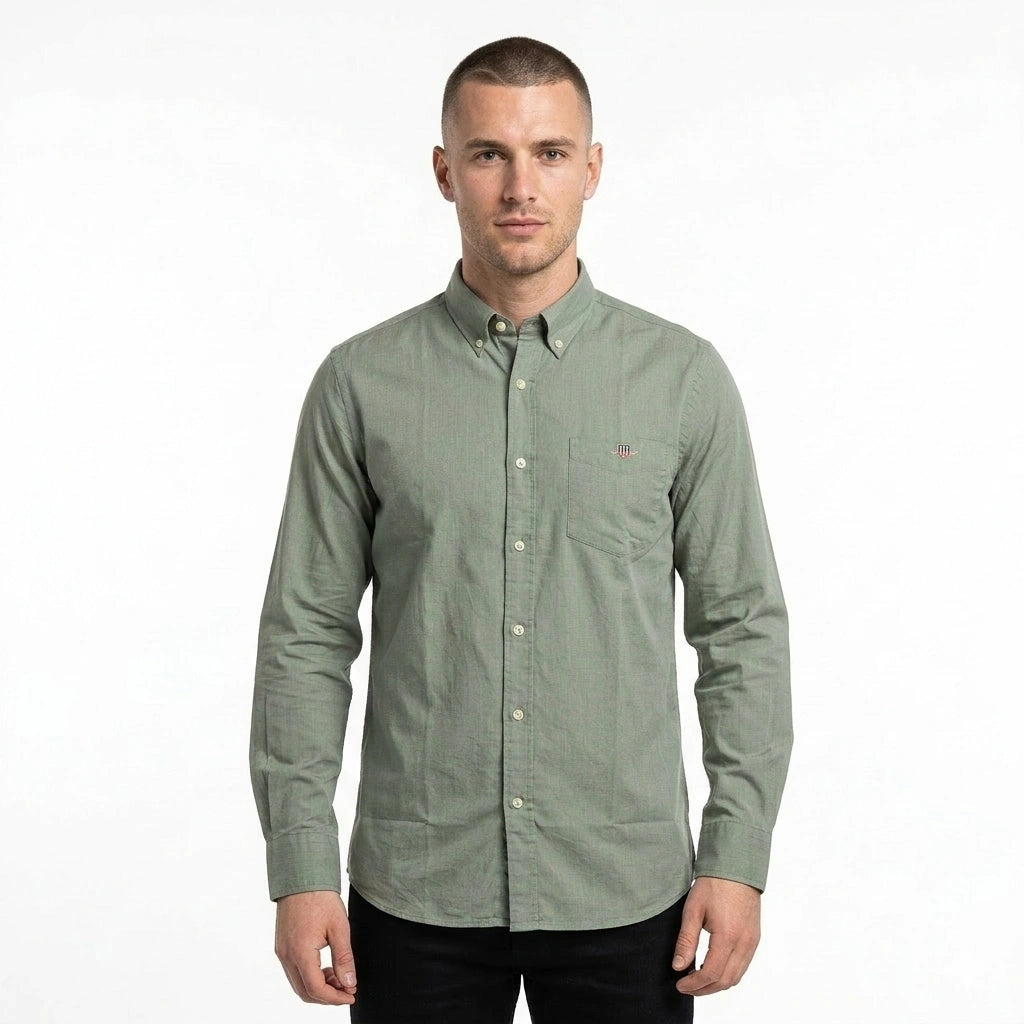 GANT Opulent Sage Tailored Fit Long Sleeve Button-Up Shirt