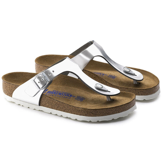 BIRKENSTOCK Luminous Silver Luxe Soft Footbed Women’s Sandals