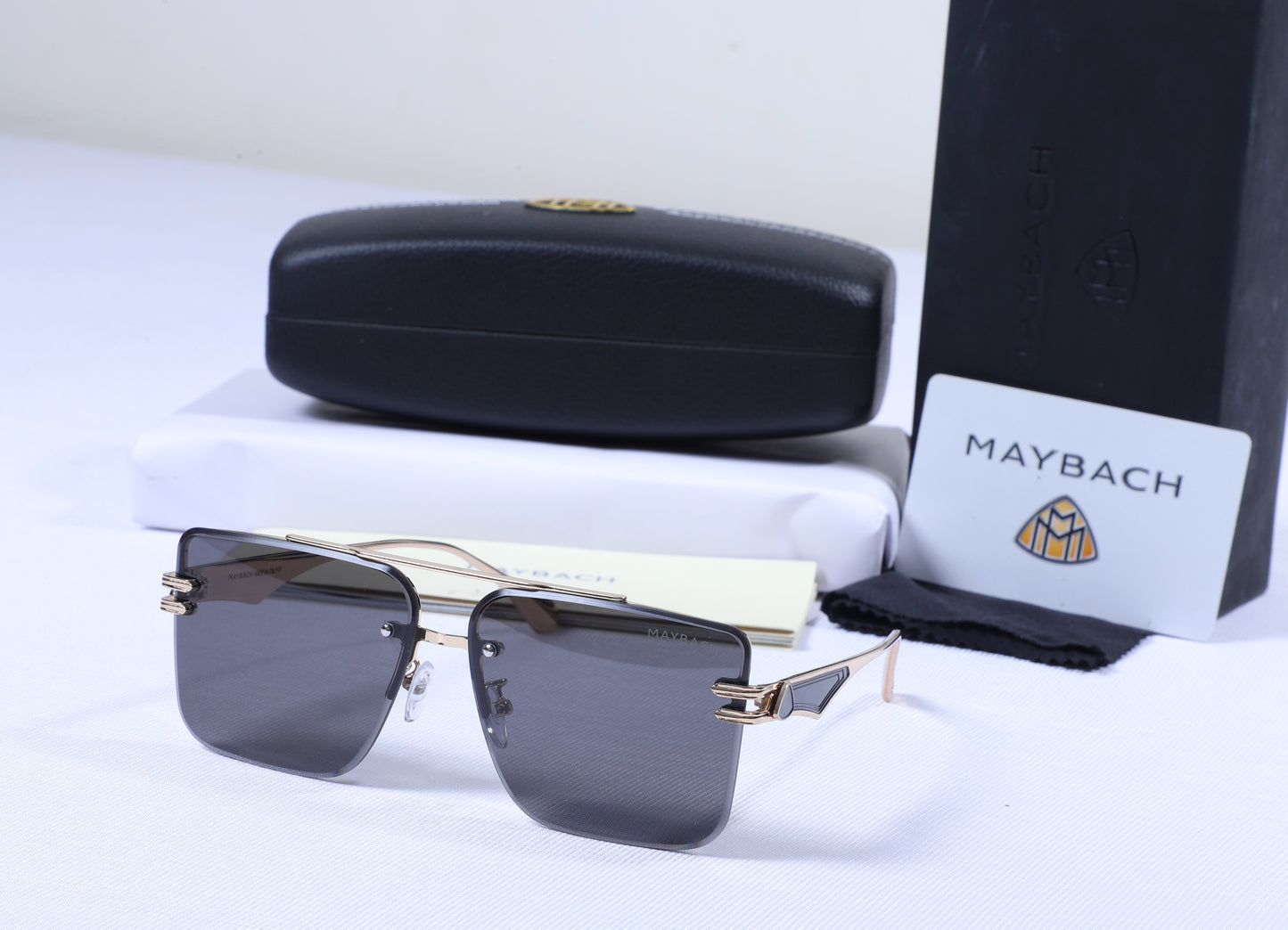 MAYBACH Radiant Silver Luxe Aviator Sunglasses with Gold Accents