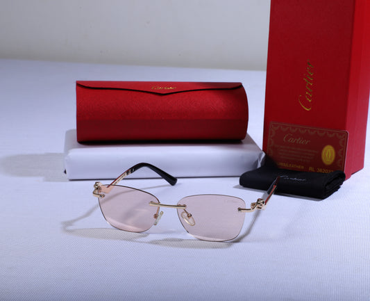 Cartier Elegant Pink Lens Sunglasses with Signature Case