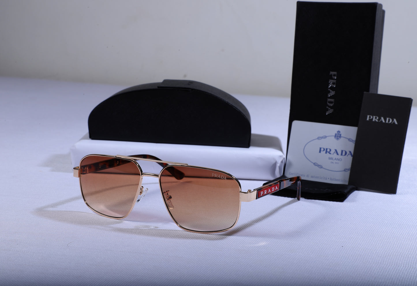 PRADA Sunset Amber Luxe Aviator Sunglasses