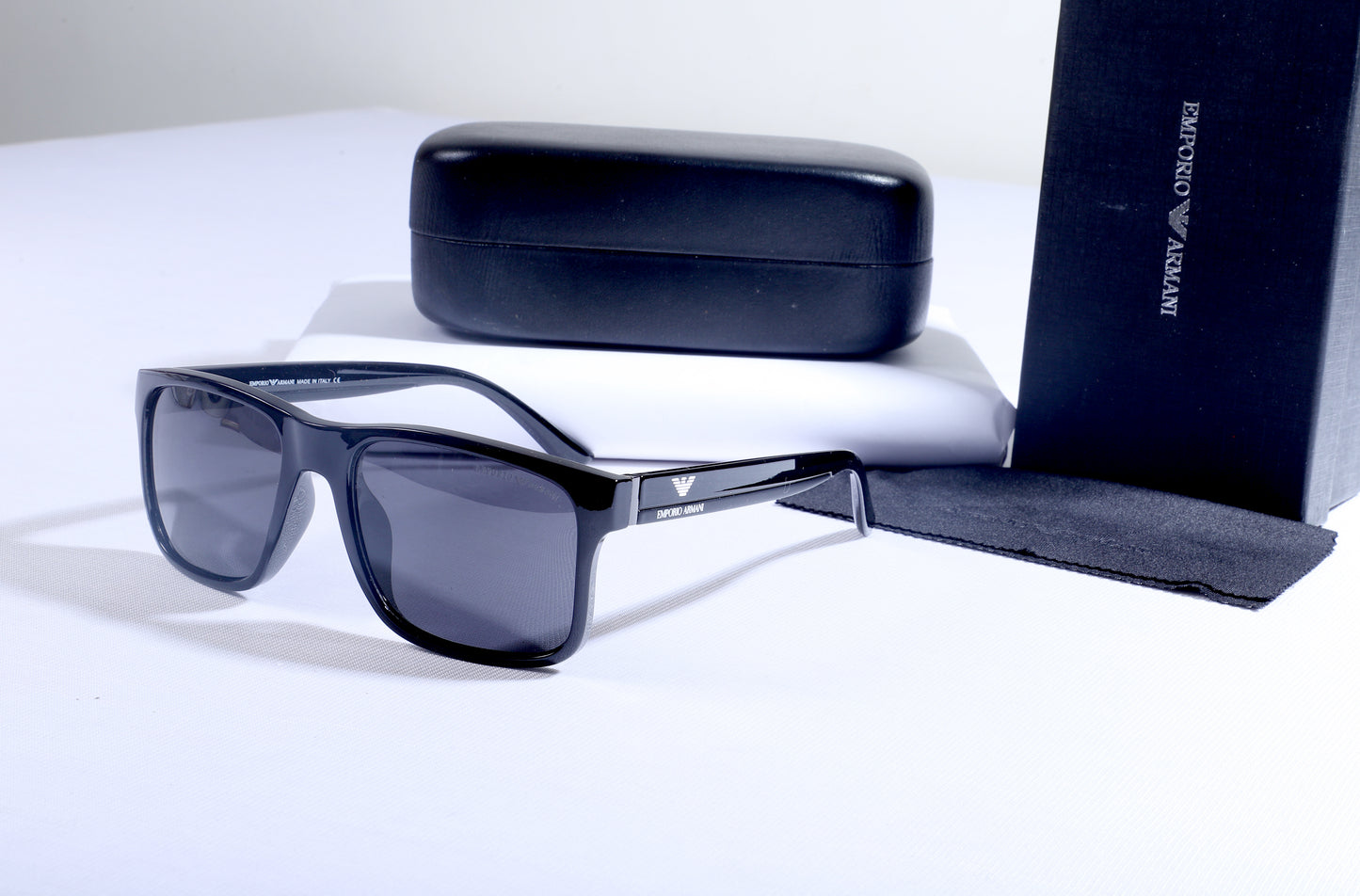 EMPORIO ARMANI Obsidian Mirage Bold Fit Oversized Shield Sunglasses with Case