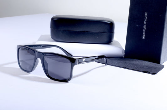 EMPORIO ARMANI Obsidian Mirage Bold Fit Oversized Shield Sunglasses with Case