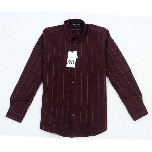 ZARA Astral Sable Umber Tailored Fit Long Sleeve Button-Up Shirt