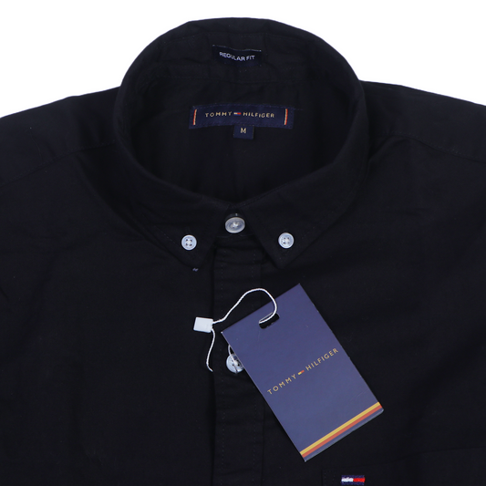 TOMMY HILFIGER Ethereal Charcoal Tailored Fit Long Sleeve Cotton Shirt