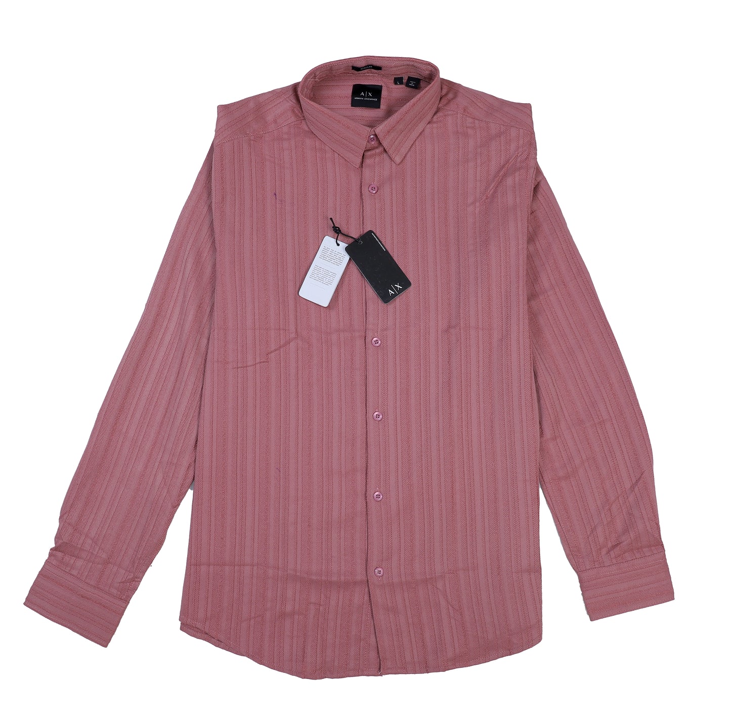 AIX Striped Long Sleeve Button-Up Shirt in Dusty Rose