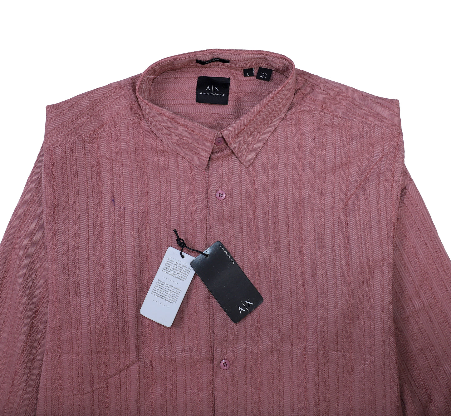 AIX Striped Long Sleeve Button-Up Shirt in Dusty Rose